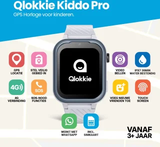 Qlokkie Kiddo Pro GPS Horloge Kind Grijs