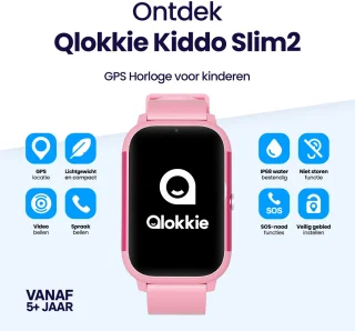 Qlokkie Kiddo Slim 2 Roze - GPS horloge