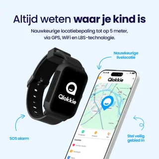 Qlokkie Kiddo Slim 2 Zwart - GPS-horloge