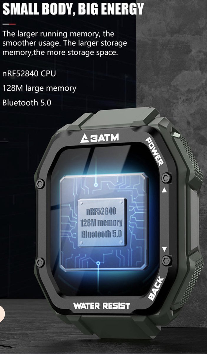 Rankos C16 Smartwatch met zwart siliconen bandje