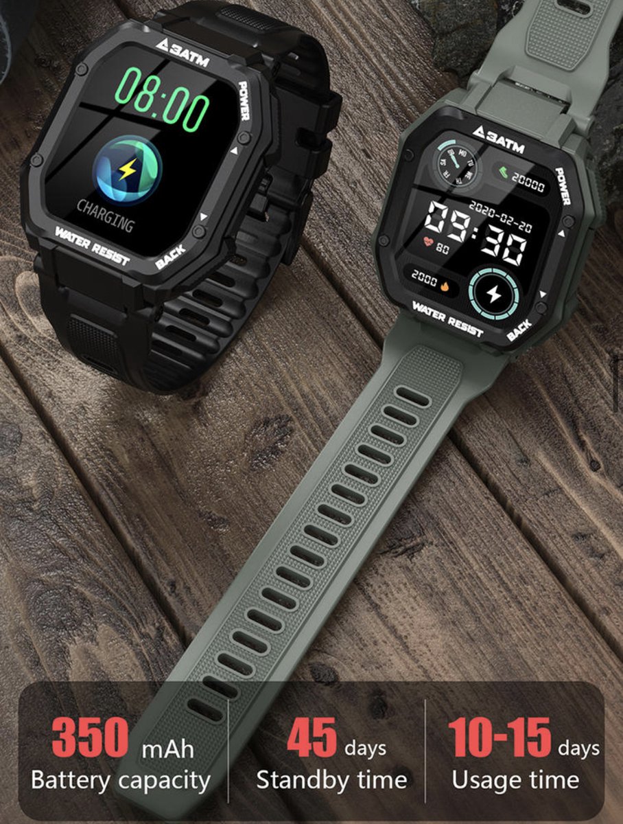 Rankos C16 Smartwatch met zwart siliconen bandje