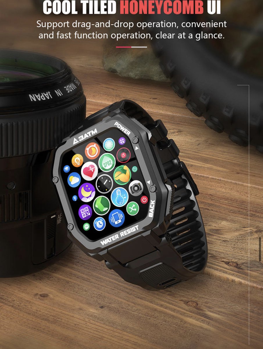 Rankos C16 Smartwatch met zwart siliconen bandje