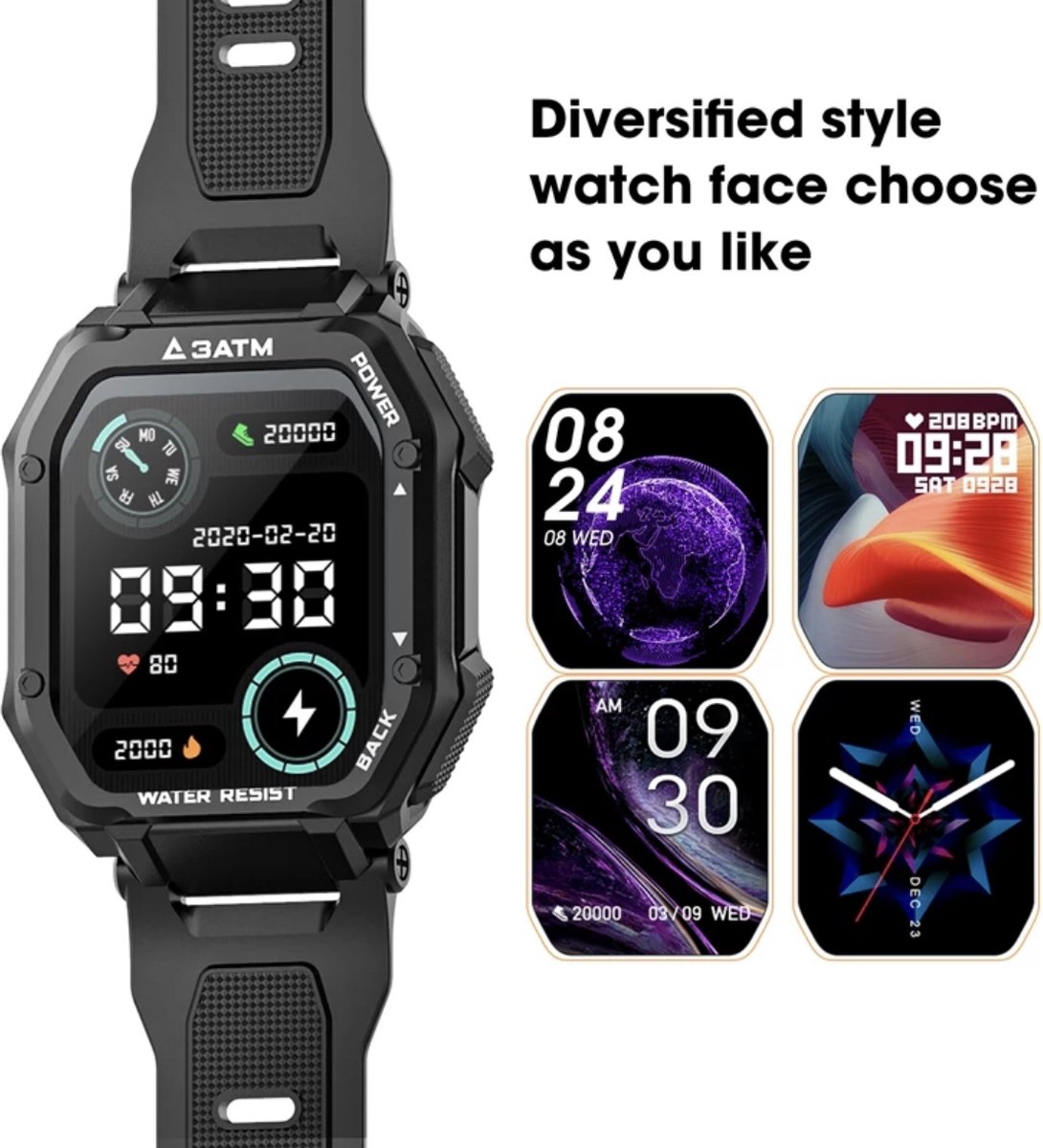 Rankos C16 Smartwatch met zwart siliconen bandje