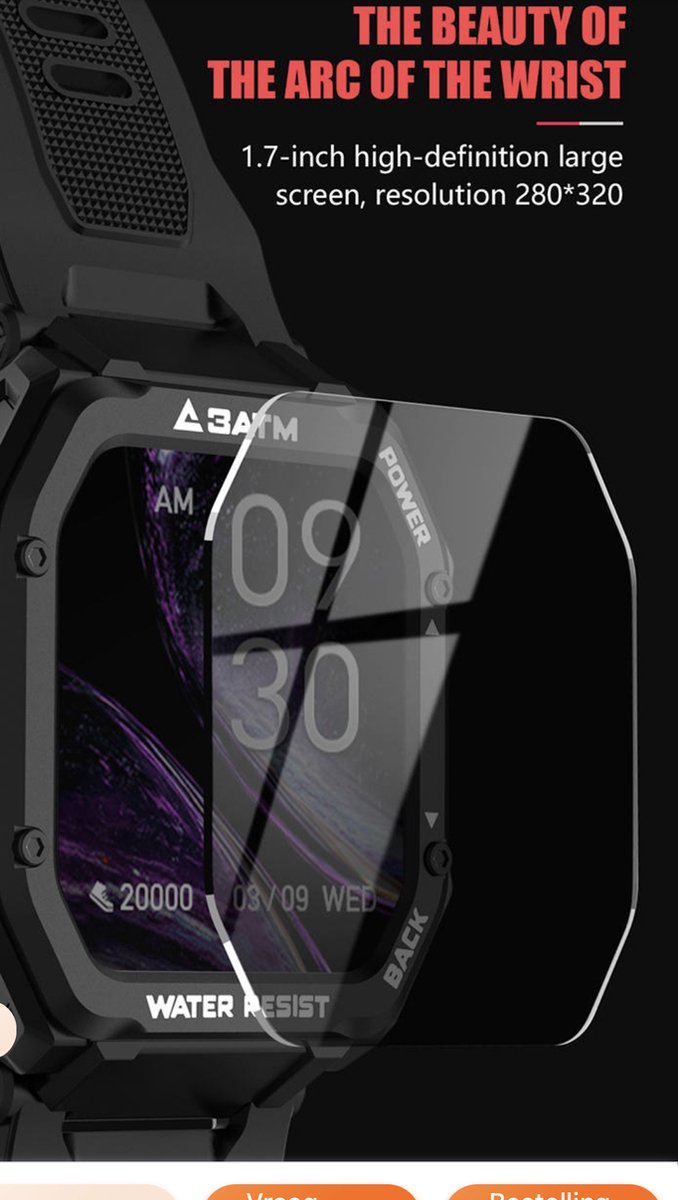 Rankos C16 Smartwatch met zwart siliconen bandje