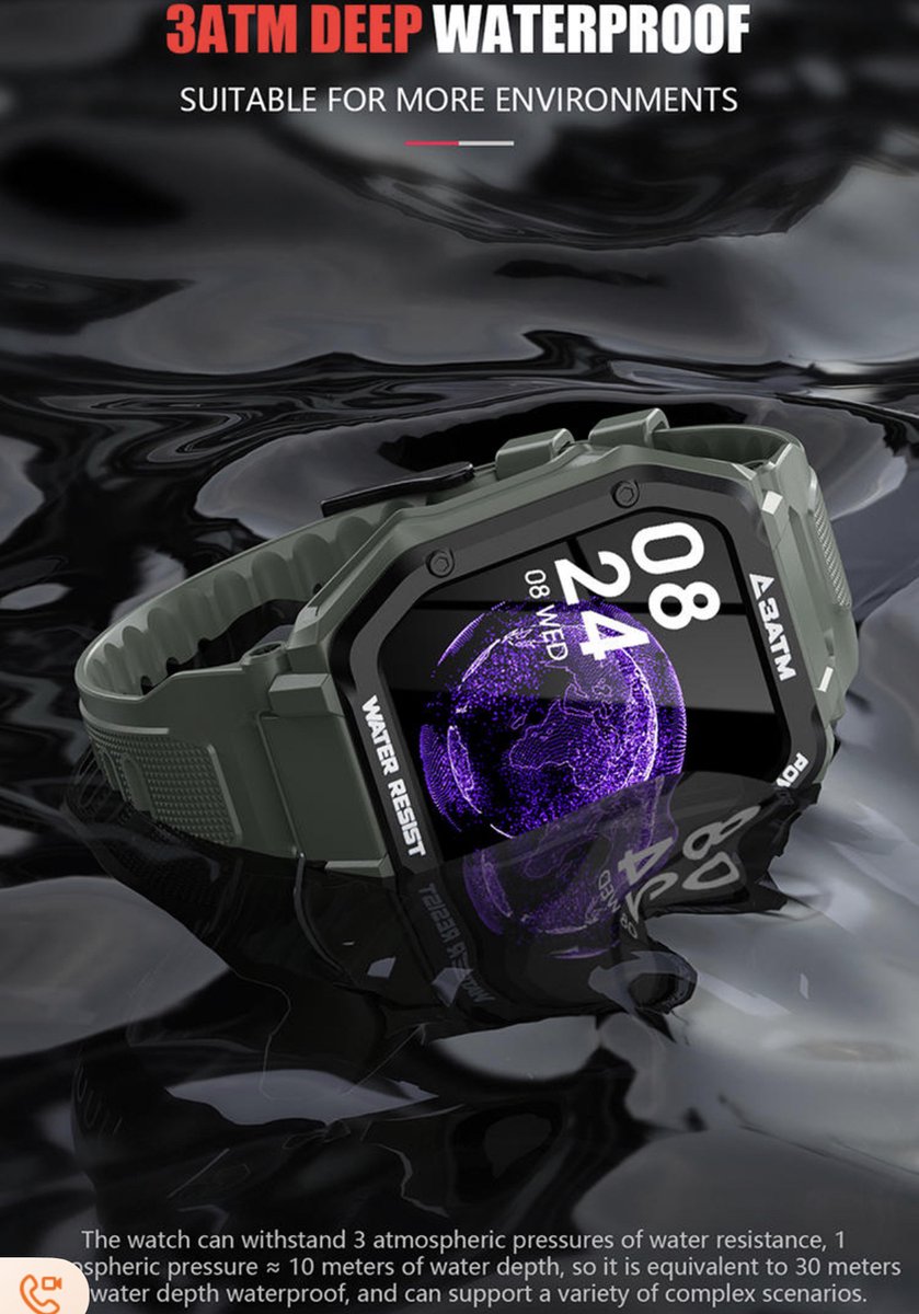 Rankos C16 Smartwatch met zwart siliconen bandje