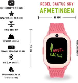 Rebel Cactus SKY kindersmartwatch (roze)