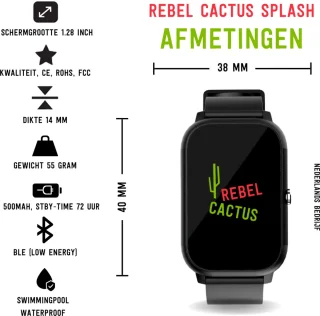 Rebel Cactus Splash! GPS Kinderhorloge Zwart