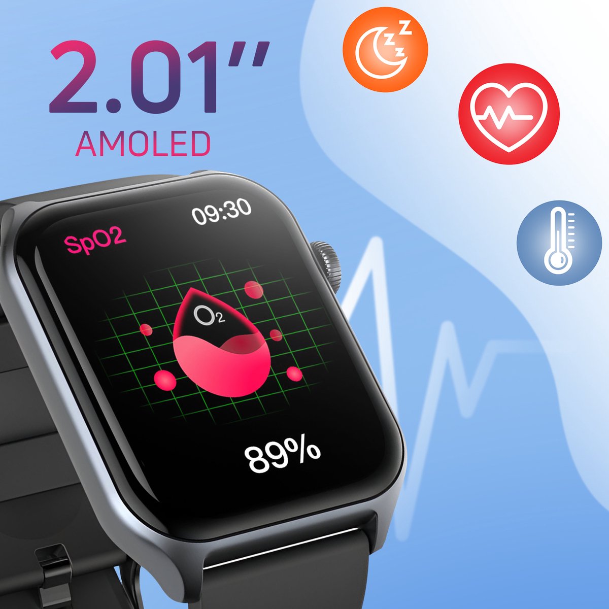 Riversong AMOLED 2.01'' Horloge Zwart