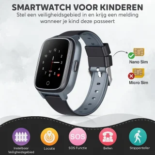 Rock&Rose 4G GPS Kinder Smartwatch Zwart