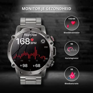 Royal Empire AK56 Smartwatch Heren Zilver 47MM
