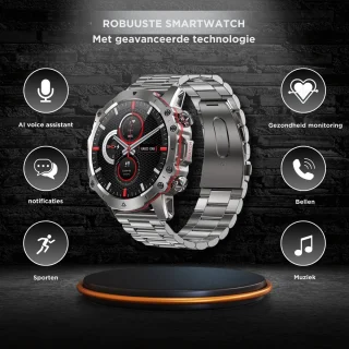 Royal Empire AK56 Smartwatch Heren Zilver 47MM