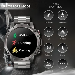 Royal Empire AK56 Smartwatch Heren Zilver 47MM