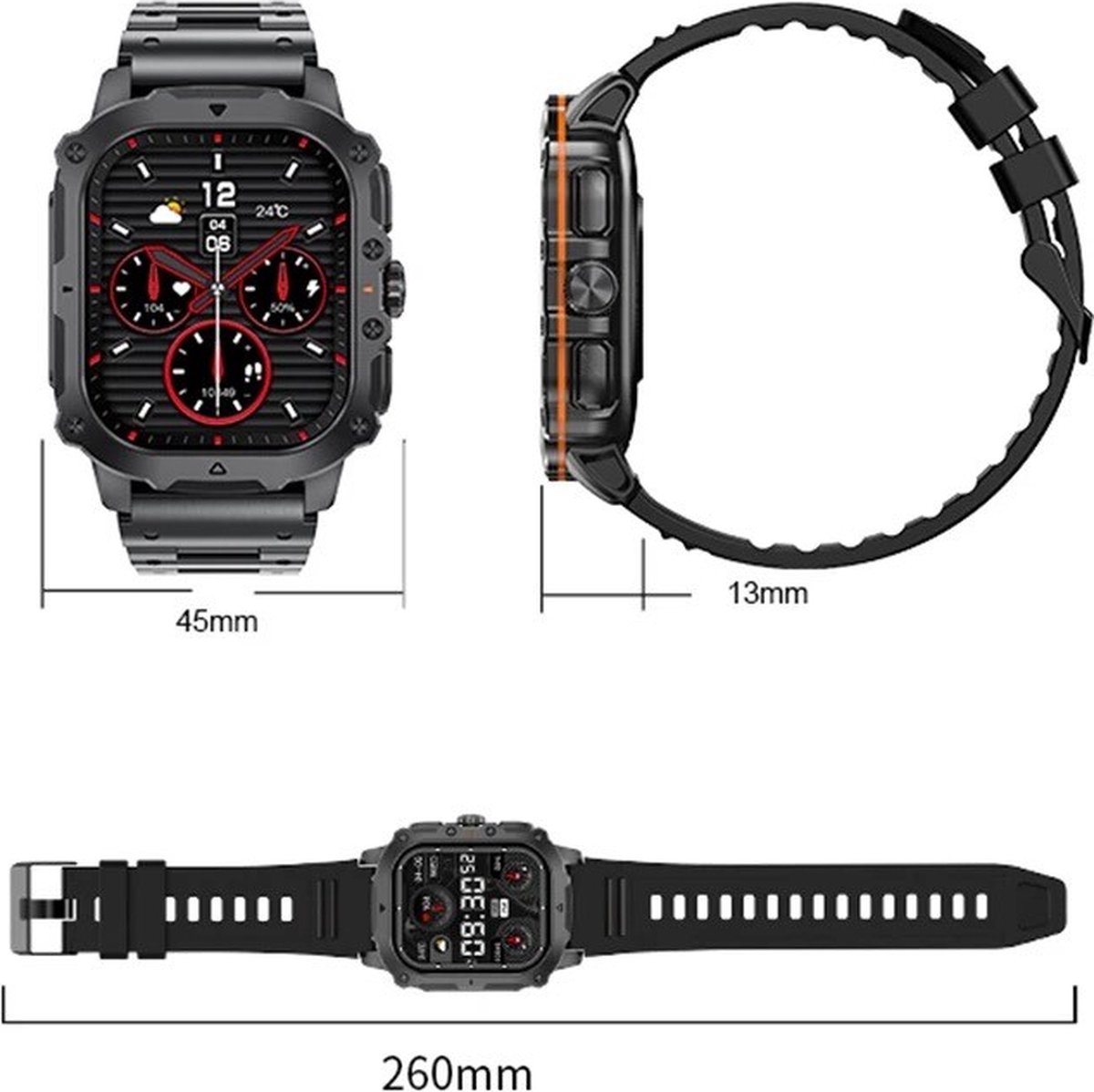 Royal Empire AK72 Smartwatch Zwart 45mm Heren