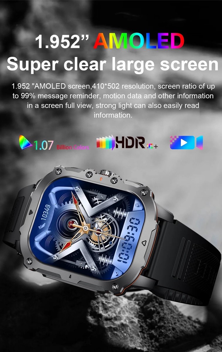 Royal Empire AK72 Smartwatch Zwart 45mm Heren