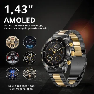 Royal Empire Amoled PRO Smartwatch 46MM Zwart/Goud Heren