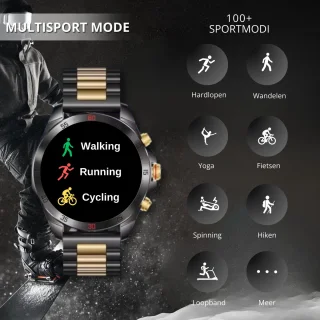 Royal Empire Amoled PRO Smartwatch 46MM Zwart/Goud Heren