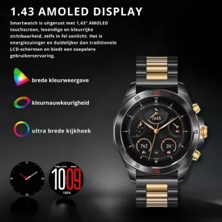 Royal Empire Amoled PRO Smartwatch 46MM Zwart/Goud Heren