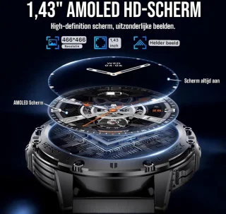 Royal Empire Amoled Smartwatch 48MM Zwart Heren