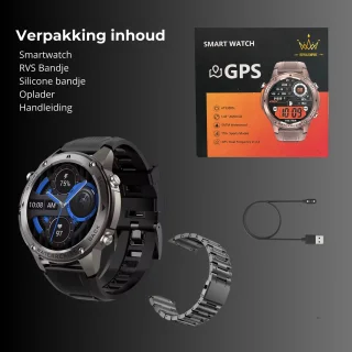 Royal Empire GPS Smartwatch Heren 53MM Zwart