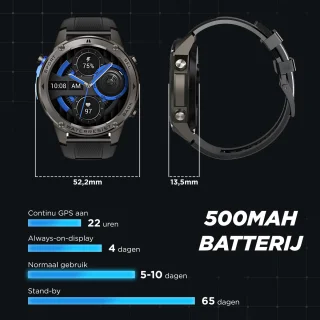 Royal Empire GPS Smartwatch Heren 53MM Zwart