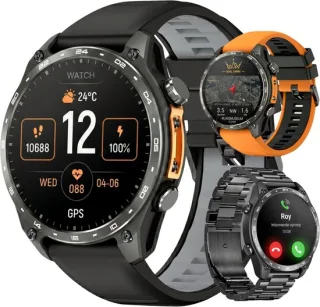 Royal Empire HD Pro Smartwatch Heren 1.43 inch Zwart - 3 bandjes