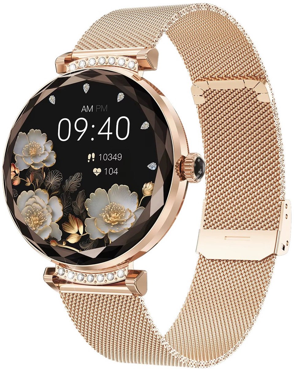 De Royal Empire Smartwatch Dames Roségoud 1,78" AMOLED RVS & Siliconen Bandje in één oogopslag