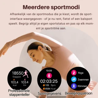 Royal Empire Smartwatch Dames Roségoud 1,78" AMOLED RVS & Siliconen Bandje