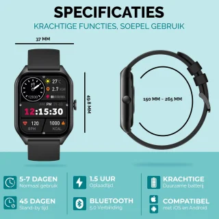 Royal Supplies C50 Smartwatch Zwart Staal