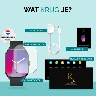 Royal Supplies C50 Smartwatch Zwart Staal