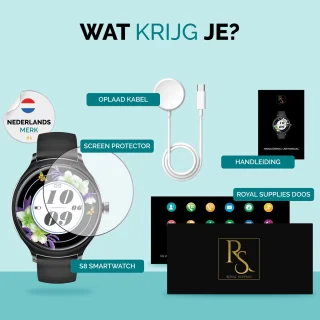 Royal Supplies S8 Smartwatch - Zilver/Zwart