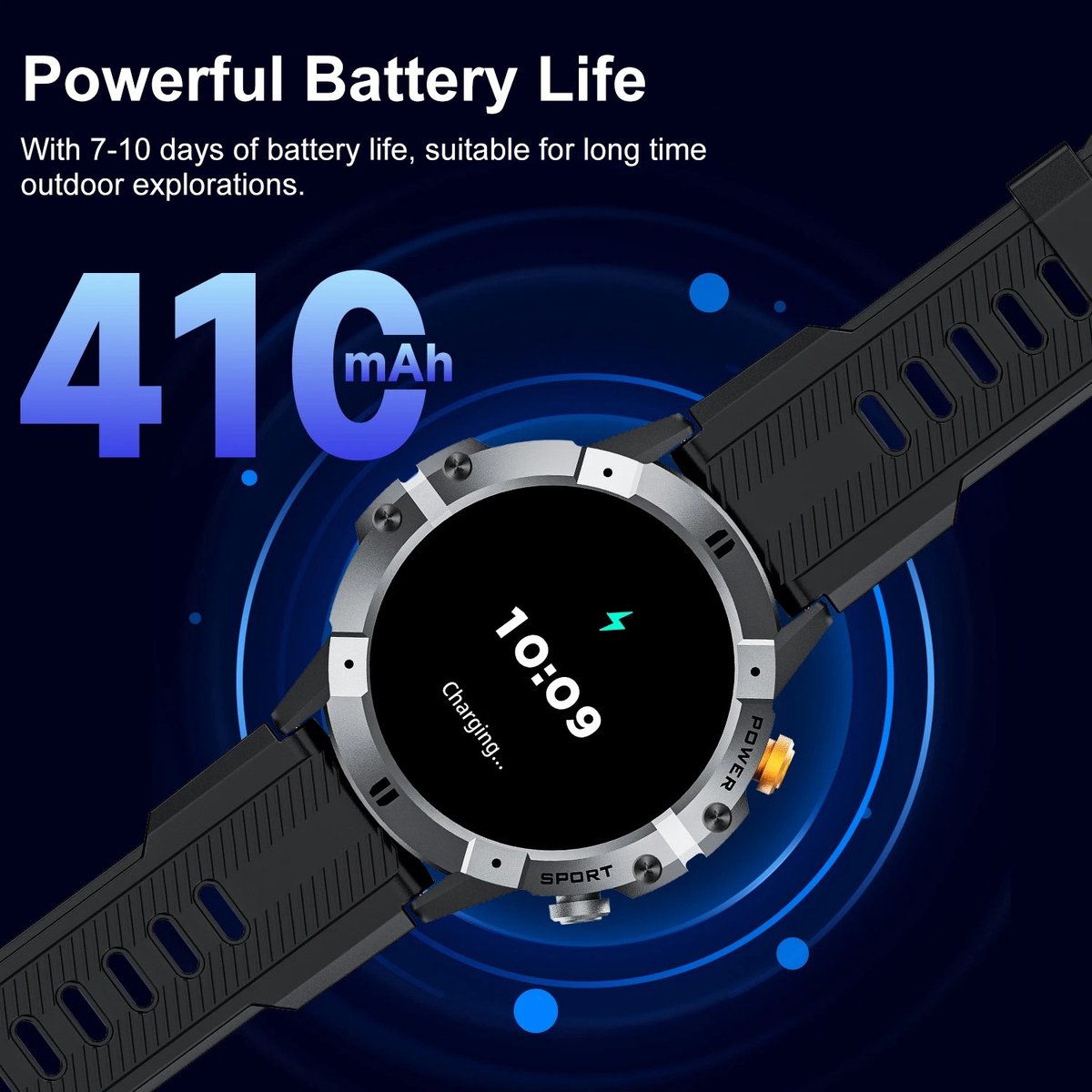 Rustive Smartwatch Sport Horloge Heren Zwart
