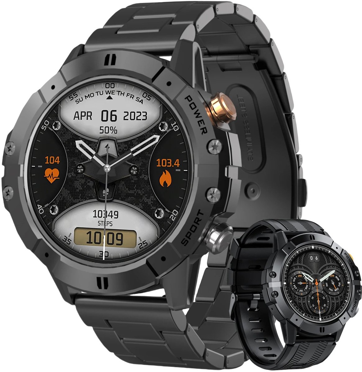 Rustive Smartwatch Sport Horloge Heren Zwart