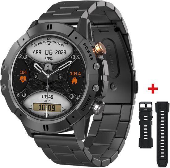 Rustive Smartwatch Sport Horloge Heren Zwart