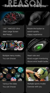 SAMTECH Smartwatch AMOLED HD Pro horloge - Unisex - Grijs