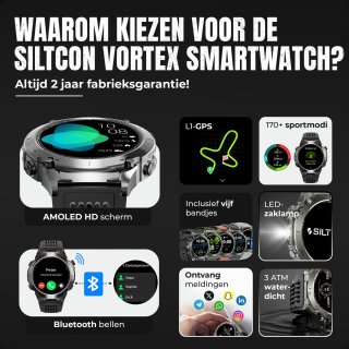 Wat vinden we goed aan de Siltcon Vortex GPS Smartwatch - Unisex Sporthorloge