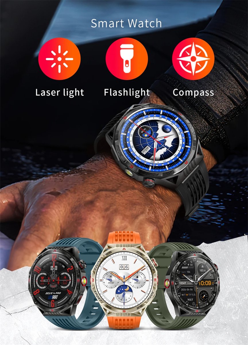 Smartwatch 1,85 Inch HD GPS Outdoor voor Mannen