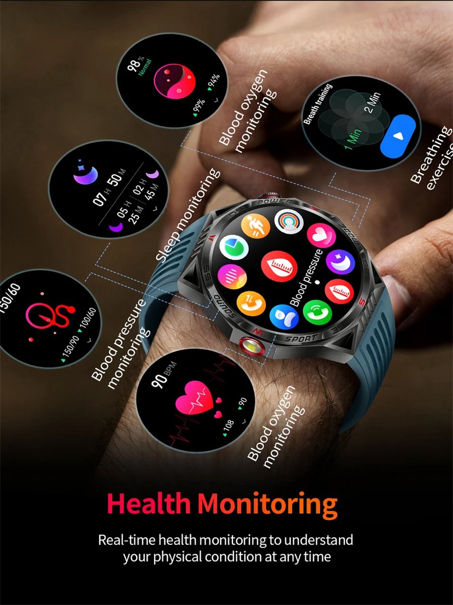 Smartwatch 1,85 Inch HD GPS Outdoor voor Mannen