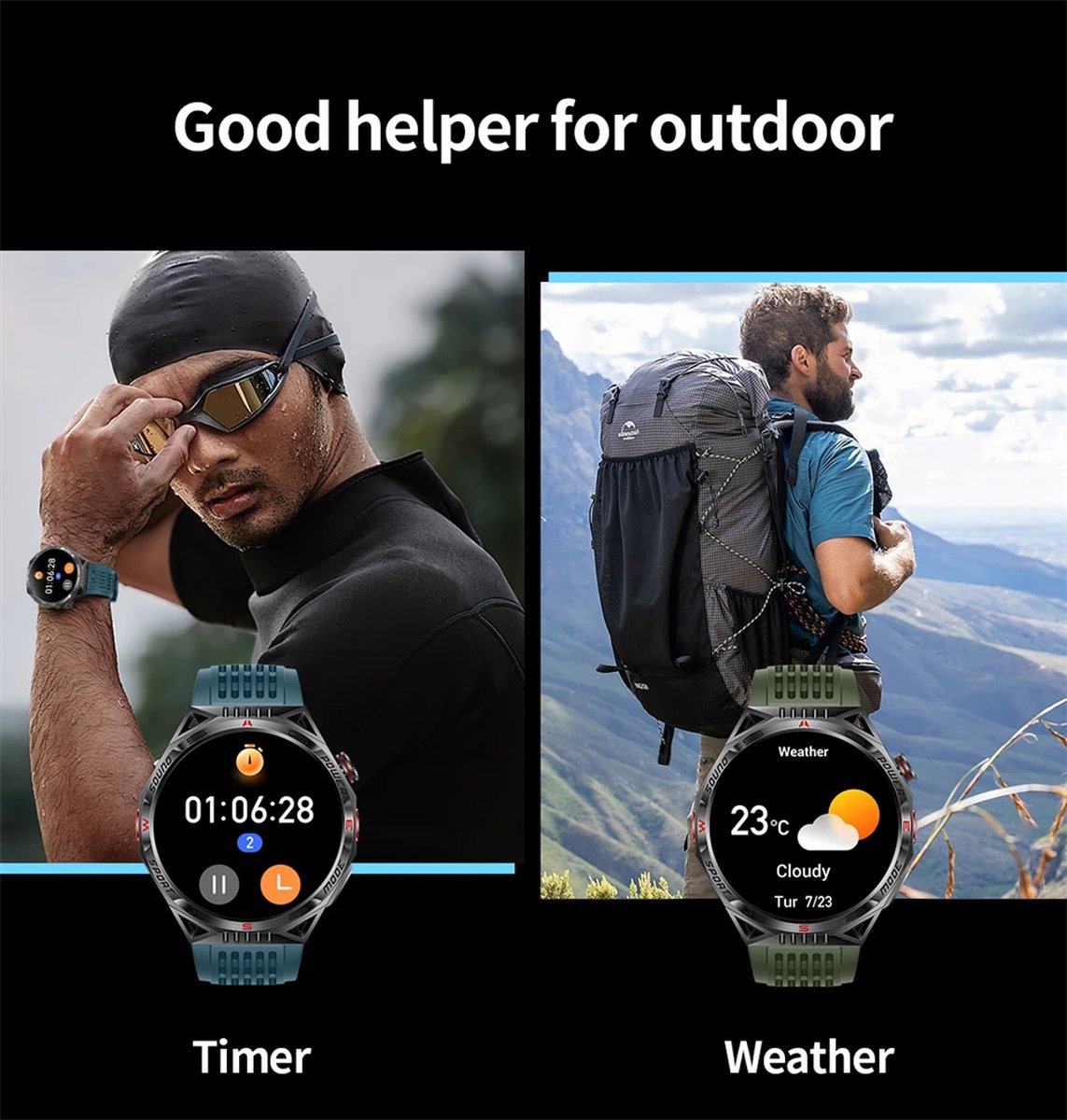 Smartwatch 1,85 Inch HD GPS Outdoor voor Mannen