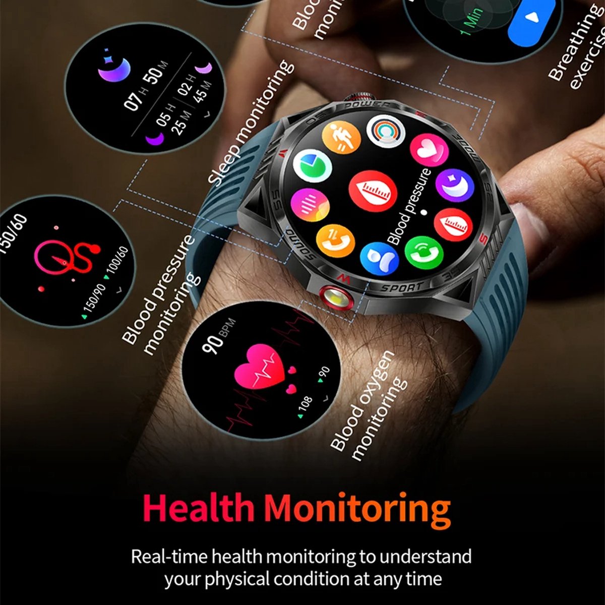 Smartwatch 1,85 Inch HD GPS Outdoor voor Mannen