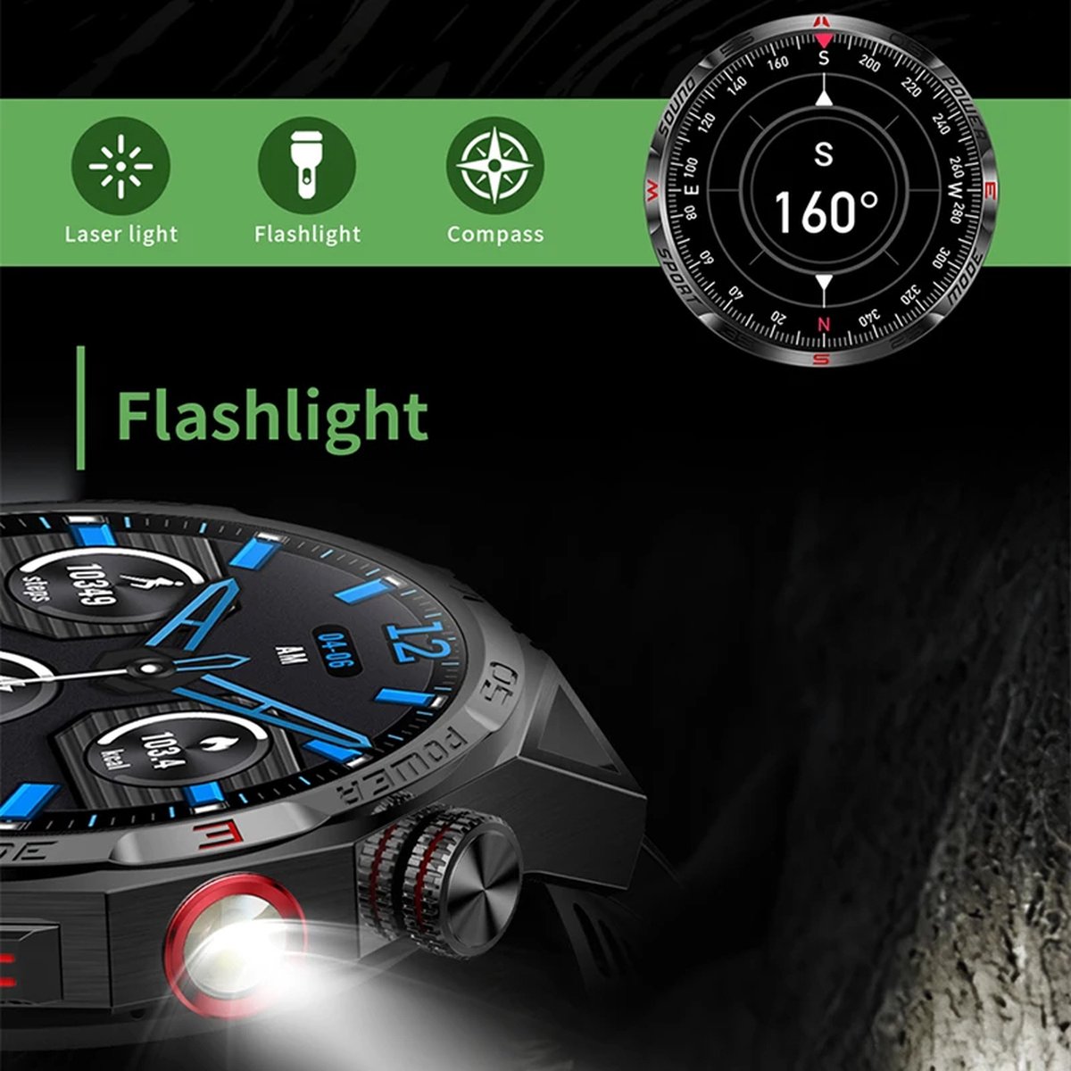 Smartwatch 1,85 Inch HD GPS Outdoor voor Mannen