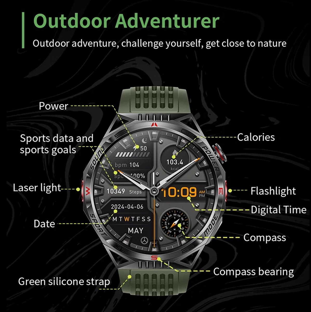 Smartwatch 1,85 Inch HD GPS Outdoor voor Mannen
