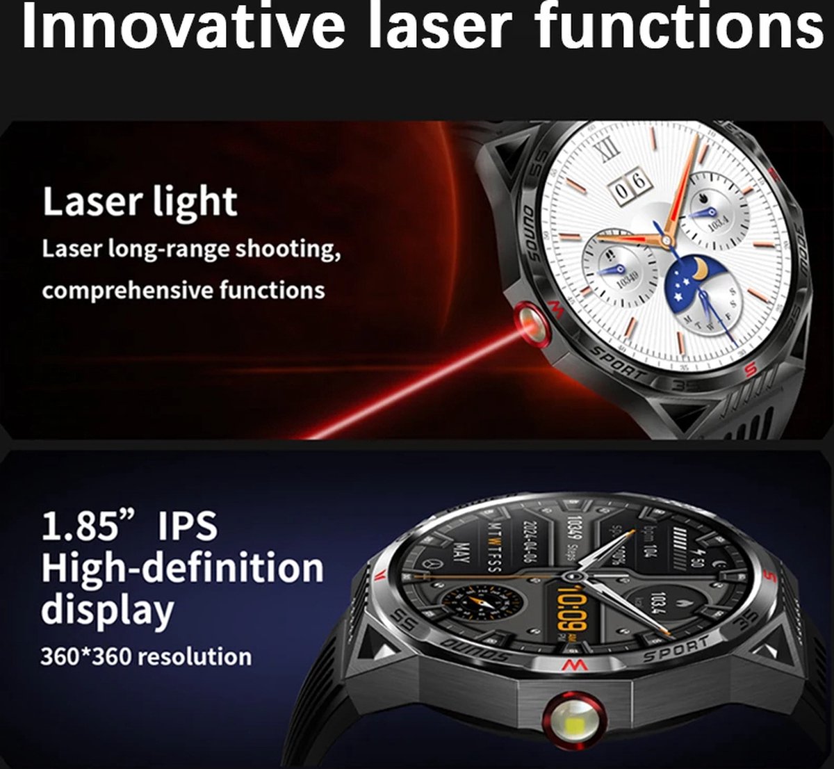 Smartwatch 1,85 Inch HD GPS Outdoor voor Mannen