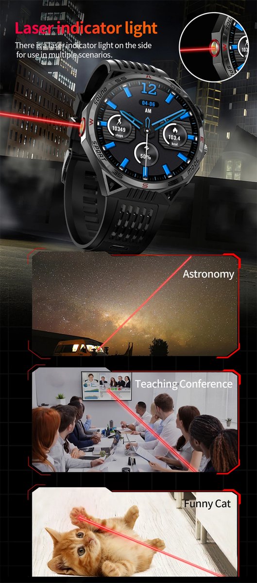 Smartwatch 1,85 Inch HD GPS Outdoor voor Mannen