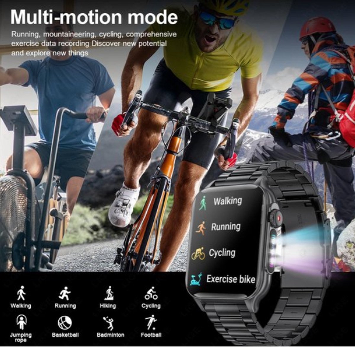 Smartwatch 1.96'' HD Outdoor Sporthorloge voor Mannen - 2024 Model