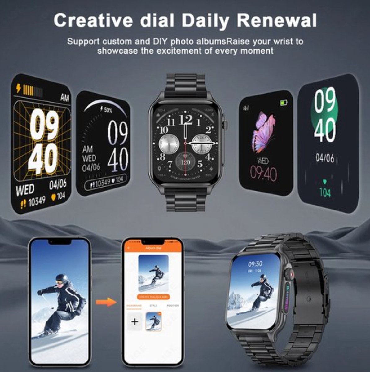 Smartwatch 1.96'' HD Outdoor Sporthorloge voor Mannen - 2024 Model