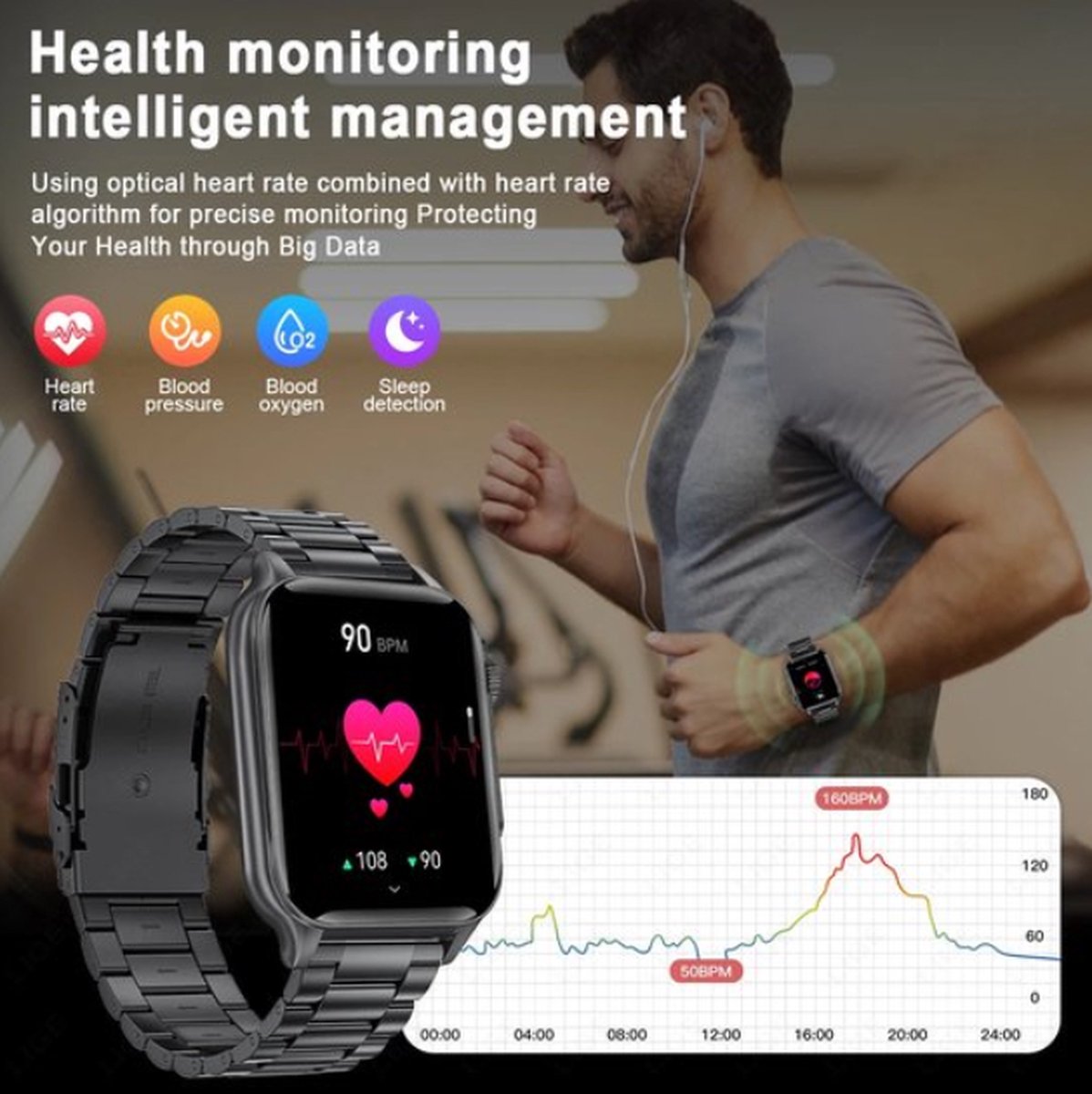 Smartwatch 1.96'' HD Outdoor Sporthorloge voor Mannen - 2024 Model