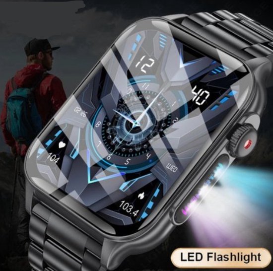 Smartwatch 1.96'' HD Outdoor Sporthorloge voor Mannen - 2024 Model