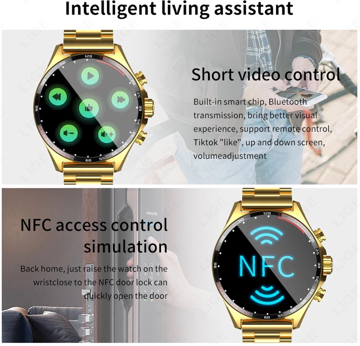 Smartwatch Bluetooth voor Android, Samsung en iPhone