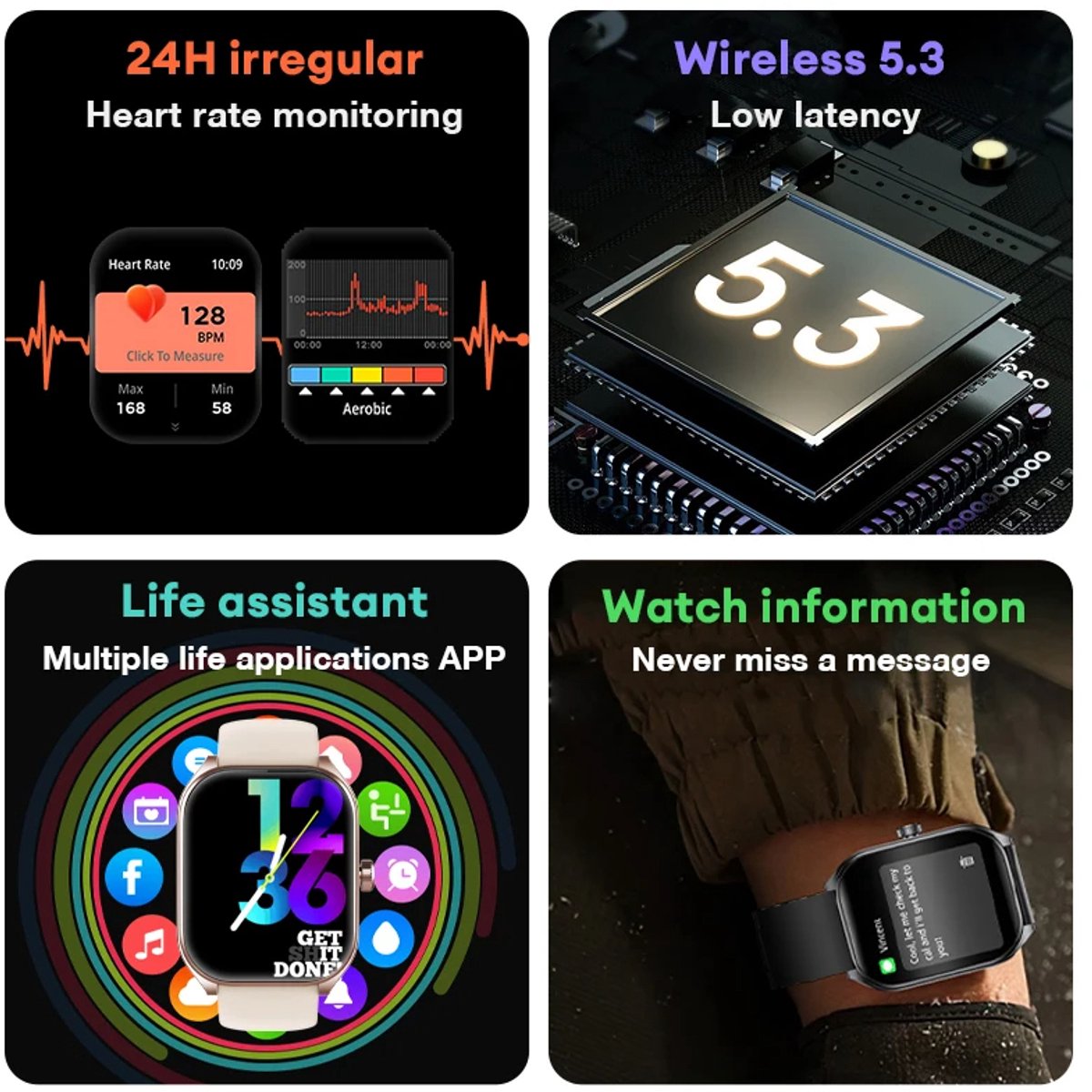 Smartwatch Heren AMOLED 2.01'' – Bluetooth Sporthorloge IP68