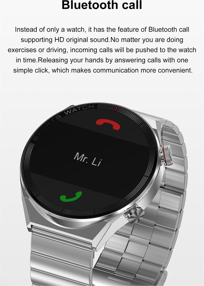 Smartwatch Heren Grijs GPS Bluetooth Samsung Android AI Technology